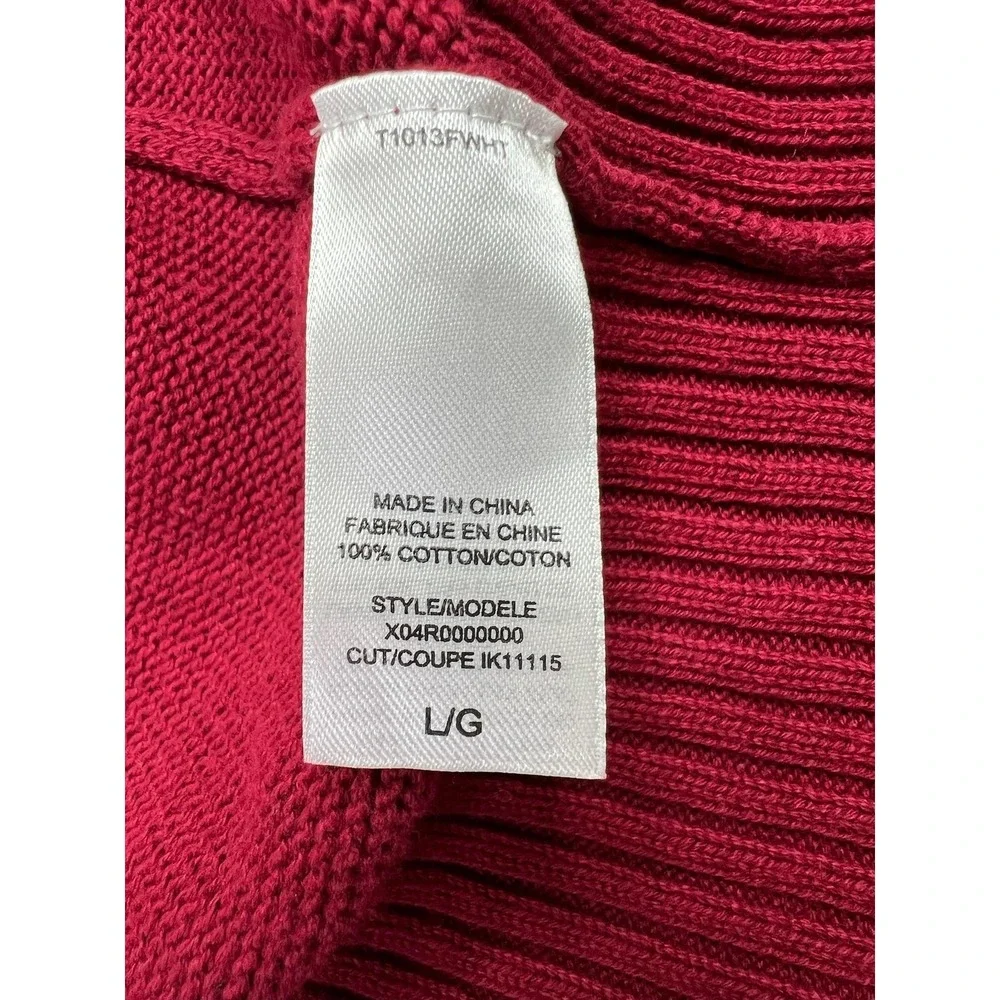 Guess Sweater Mens Large Cranberry‎ Red Button Mock Neck Utility X04R0000000
